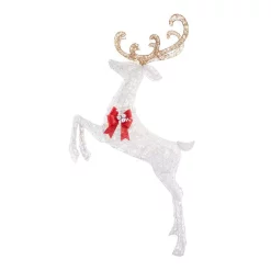 Outdoor Christmas Decorations Home Accents Holiday 84 In. Warm White 240-Light LED White Jumping Deer