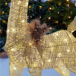 Outdoor Christmas Decorations Home Accents Holiday 4 Ft Warm White 80-Light LED White Deer With Gold Bow -Christmas Lights Sales home accents holiday christmas yard decorations ty421 1811 2 1d 1000