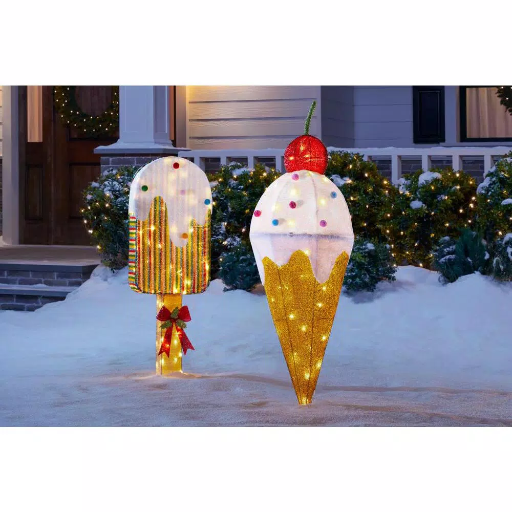 Outdoor Christmas Decorations Home Accents Holiday 42 In Warm White 40-Light LED Ice Cream 5 Outdoor Christmas Decorations Home Accents Holiday 42 In Warm White 40-Light LED Ice Cream - Image 3