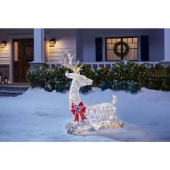 Outdoor Christmas Decorations Home Accents Holiday 3.5 Ft Polar Wishes White LED Lying Deer -Christmas Lights Sales home accents holiday christmas yard decorations ty457 2011 40 1000