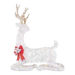 Outdoor Christmas Decorations Home Accents Holiday 3.5 Ft Polar Wishes White LED Lying Deer