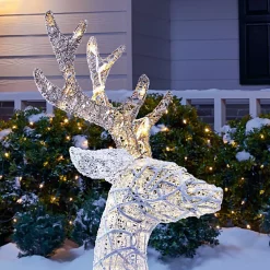 Outdoor Christmas Decorations Home Accents Holiday 3.5 Ft Polar Wishes White LED Lying Deer -Christmas Lights Sales home accents holiday christmas yard decorations ty457 2011 66 1000