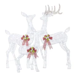 Outdoor Christmas Decorations Home Accents Holiday 3-Piece Fantasleigh Outdoor Christmas Deer Family With LED Cool White Lights
