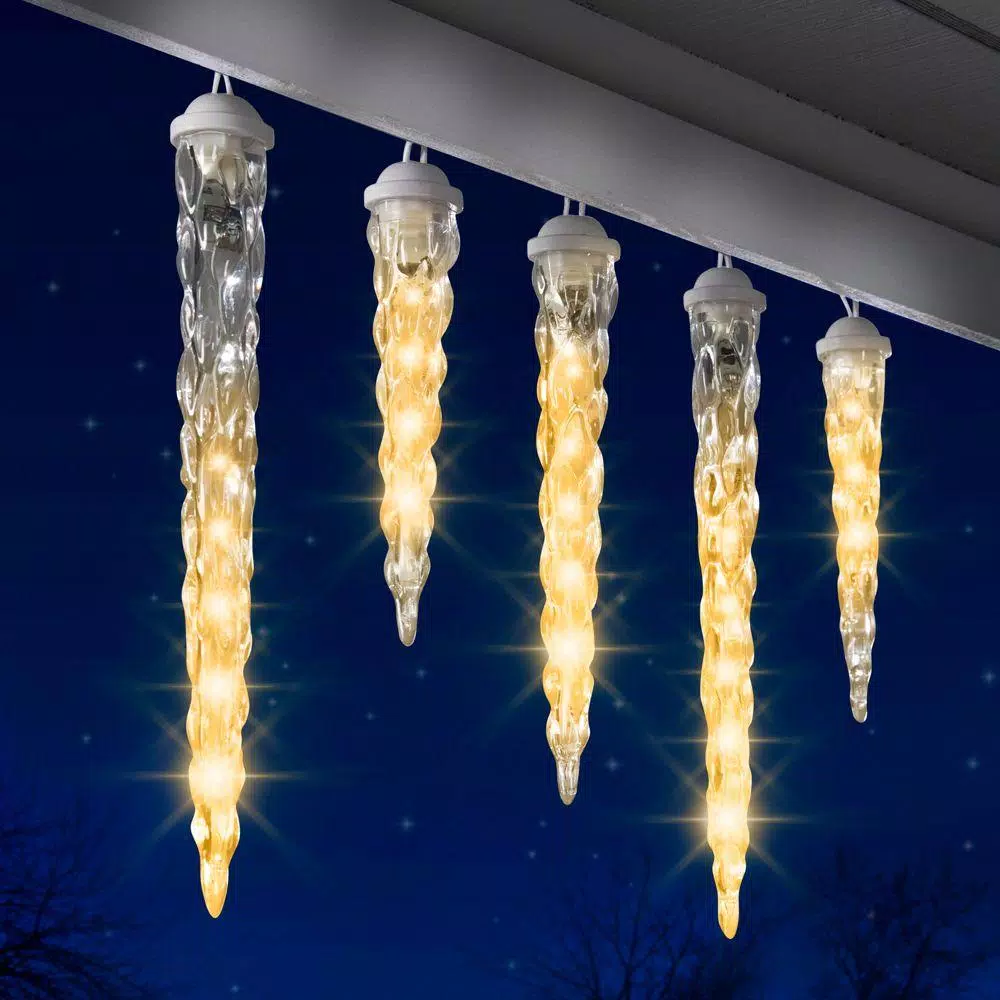 Christmas Lights LightShow 8-Light Classic White Shooting Star Varied Size Icicle Light Set 8 Christmas Lights LightShow 8-Light Classic White Shooting Star Varied Size Icicle Light Set - Image 6