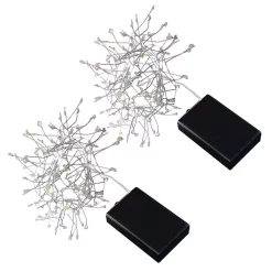 Christmas Lights LUMABASE 5 Ft. 100-Light LED White Firecracker String Lights With Silver Cord (2-Pack)