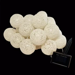 Christmas Lights LUMABASE 20-Light Warm White Solar Cotton Globe Lights (1-Pack)