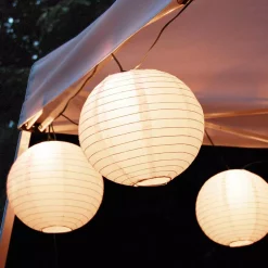 Christmas Lights LUMABASE 10 In. 10-Light White Paper Lantern String Lights -Christmas Lights Sales lumabase christmas string lights 24010 4f 1000