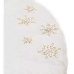 Christmas Tree Decorations Manor Luxe 56 In. Snowflake Sequin Soft Plush Furry Light Up Round Christmas Tree Skirt In White -Christmas Lights Sales manor luxe christmas tree skirts collars ml1892556tswhiteled 1f 1000