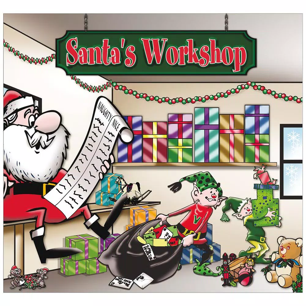 Outdoor Christmas Decorations My Door Decor 7 Ft. X 8 Ft. Santa’s Workshop-Outdoor Holiday 2-Car Split Garage Door Decor Mural For Split Car Garage, 2-Graphic Kit 3 Outdoor Christmas Decorations My Door Decor 7 Ft. X 8 Ft. Santa’s Workshop-Outdoor Holiday 2-Car Split Garage Door Decor Mural For Split Car Garage, 2-Graphic Kit
