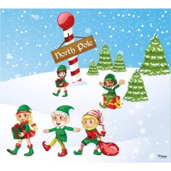 Outdoor Christmas Decorations My Door Decor 7 Ft. X 8 Ft. North Pole Elves-Christmas Garage Door Decor Mural For Split Car Garage -Christmas Lights Sales my door decor christmas flags 285901xmas 026 1f 1000