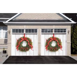 Outdoor Christmas Decorations My Door Decor 7 Ft. X 8 Ft. Christmas Wreath-Christmas Garage Door Decor Mural For Split Car Garage -Christmas Lights Sales my door decor christmas flags 285901xmas 029 4f 1000