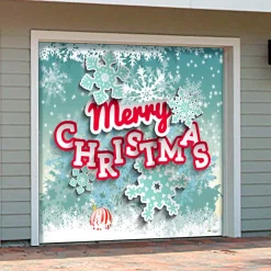 Outdoor Christmas Decorations My Door Decor 7 Ft. X 8 Ft. Merry Christmas Cut Paper Holiday Garage Door Decor Mural For Single Car Garage -Christmas Lights Sales my door decor christmas flags 285903xmas 001 4f 1000