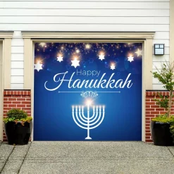 Outdoor Christmas Decorations My Door Decor 7 Ft. X 8 Ft. Hanukkah Menorah-Hanukkah Garage Door Decor Mural For Single Car Garage -Christmas Lights Sales my door decor christmas flags 285903xmas 030 4f 1000
