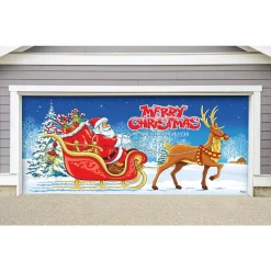 Outdoor Christmas Decorations My Door Decor 7 Ft. X 16 Ft. Santa’s Sleigh Ride-Christmas Garage Door Decor Mural For Double Car Garage -Christmas Lights Sales my door decor christmas flags 285905xmas 005 4f 1000