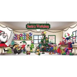 Outdoor Christmas Decorations My Door Decor 7 Ft. X 16 Ft. Santa’s Workshop Christmas Garage Door Decor Mural For Double Car Garage