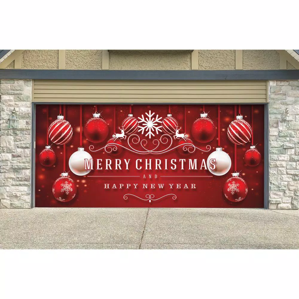 Outdoor Christmas Decorations My Door Decor 7 Ft. X 16 Ft. Red Ornaments In Snow Christmas Garage Door Decor Mural For Double Car Garage 4 Outdoor Christmas Decorations My Door Decor 7 Ft. X 16 Ft. Red Ornaments In Snow Christmas Garage Door Decor Mural For Double Car Garage - Image 2