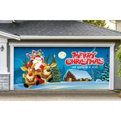 Outdoor Christmas Decorations My Door Decor 7 Ft. X 16 Ft. Santa’s Take Off Christmas Garage Door Decor Mural For Double Car Garage -Christmas Lights Sales my door decor christmas flags 285905xmas 008 4f 1000