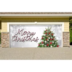 Outdoor Christmas Decorations My Door Decor 7 Ft. X 16 Ft. Merry Christmas Tree Christmas Garage Door Decor Mural For Double Car Garage -Christmas Lights Sales my door decor christmas flags 285905xmas 025 1f 1000