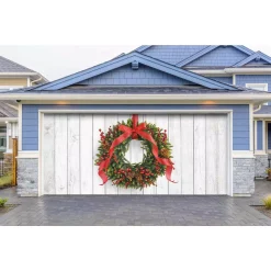 Outdoor Christmas Decorations My Door Decor 7 Ft. X 16 Ft. Christmas Wreath-Christmas Garage Door Decor Mural For Double Car Garage -Christmas Lights Sales my door decor christmas flags 285905xmas 029 4f 1000