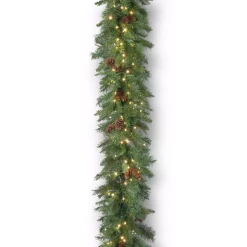 Christmas Greenery National Tree Company 9 Ft. Garwood Spruce Artificial Christmas Garland With Warm White LED Lights