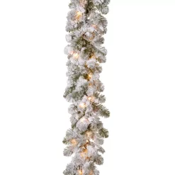 Christmas Greenery National Tree Company 9 Ft. X 12 In. Feel Real Snowy Camden Garland With 50 Clear Lights