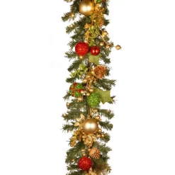 Christmas Greenery National Tree Company 30 In. Decorated Christmas Wreath With Battery Operated LED Lights