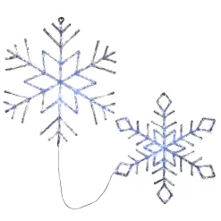 Christmas Lights National Tree Company 20 In. And 24 In. Ice Crystal Snowflake With White LED Light (Set Of 2)