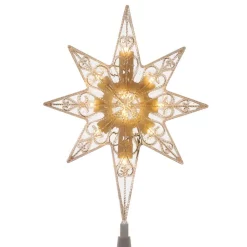Christmas Tree Decorations National Tree Company 11 In. Tree Top Star With Warm White LED Lights Ornament – Only Compatible With National Tree LED Trees