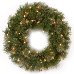 Christmas Greenery National Tree Company Atlanta Spruce 24 In. Artificial Wreath With Clear Lights