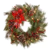Christmas Greenery National Tree Company 24 In. Decorative Collection Tartan Plaid Artificial Wreath With Battery Operated Warm White LED Lights