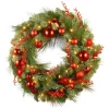 Christmas Greenery National Tree Company 30 In. Battery Operated Decorative Collection Christmas Red Mixed Wreath With Warm White LED Lights