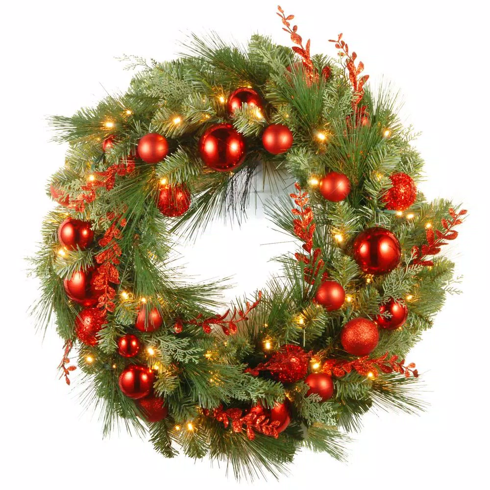 Christmas Greenery National Tree Company 30 In. Battery Operated Decorative Collection Christmas Red Mixed Wreath With Warm White LED Lights 3 Christmas Greenery National Tree Company 30 In. Battery Operated Decorative Collection Christmas Red Mixed Wreath With Warm White LED Lights