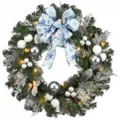 Christmas Greenery National Tree Company 32 In. Decorative Collection Ornament Artificial Christmas Wreath With Clear Lights