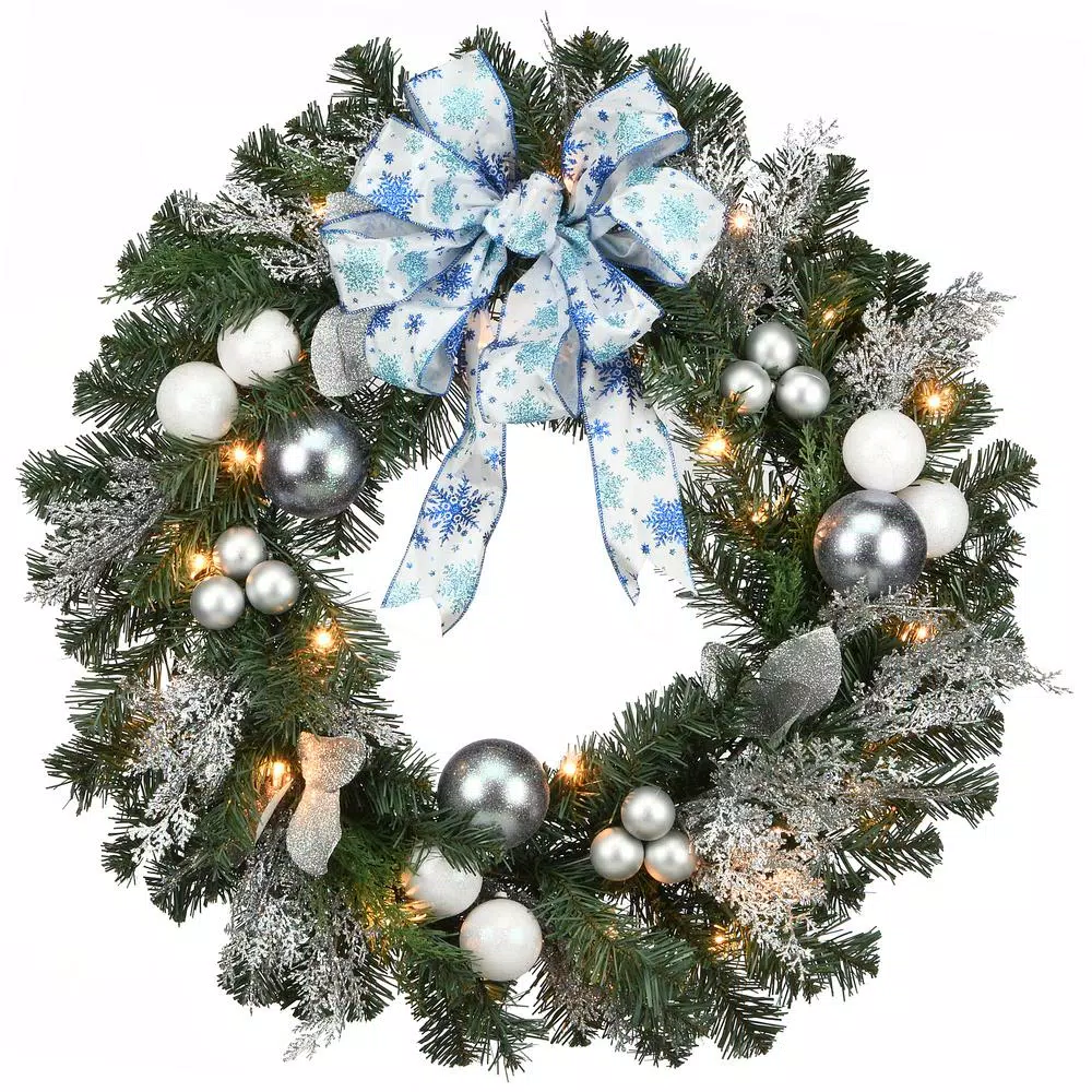 Christmas Greenery National Tree Company 32 In. Decorative Collection Ornament Artificial Christmas Wreath With Clear Lights 3 Christmas Greenery National Tree Company 32 In. Decorative Collection Ornament Artificial Christmas Wreath With Clear Lights
