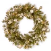 Christmas Greenery National Tree Company 30 In. Battery Operated LED Lights Glittery Pomegranate Pine Wreath -Christmas Lights Sales national tree company christmas wreaths gtp1 300 30w b1 64 1000