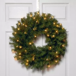 Christmas Greenery National Tree Company 24″ Norwood Fir Wreath With Battery Operated Dual Color LED Lights -Christmas Lights Sales national tree company christmas wreaths nf 304d 24wb 1 1f 1000