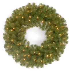 Christmas Greenery National Tree Company 24 In. North Valley Spruce Artificial Wreath With Clear Lights