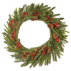 Christmas Greenery National Tree Company 24 In. Dorchester Fir Artificial Christmas Wreath With Battery Operated LED Lights