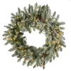 Christmas Greenery National Tree Company 24 In. Artificial Christmas Feel Real Snowy Morgan Spruce Wreath With 200 Dual Color LED Cosmic Lights -Christmas Lights Sales national tree company christmas wreaths pemg3 323dk24w1 64 1000