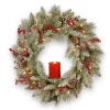 Christmas Greenery National Tree Company 24 In. Feel Real Snowy Bristle Wreath With 50 Battery Operated Red Electronic Candle 9 Red Berries And 15 Cones -Christmas Lights Sales national tree company christmas wreaths pesb3 300 24wbr 64 1000