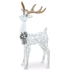 Outdoor Christmas Decorations National Tree Company 65 In. Glittered Standing Buck With 200 Cool White Twinkling LED Lights
