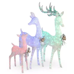 Outdoor Christmas Decorations National Tree Company 60 In., 52 In. And 35 In. Glittered Deer- Family Of 3 With 340 Multi-Color LED Lights