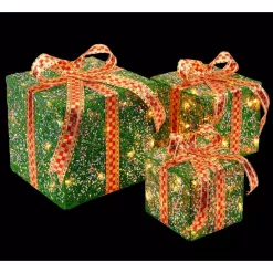 Outdoor Christmas Decorations National Tree Company Pre-Lit Green Sisal Gift Box Assortment