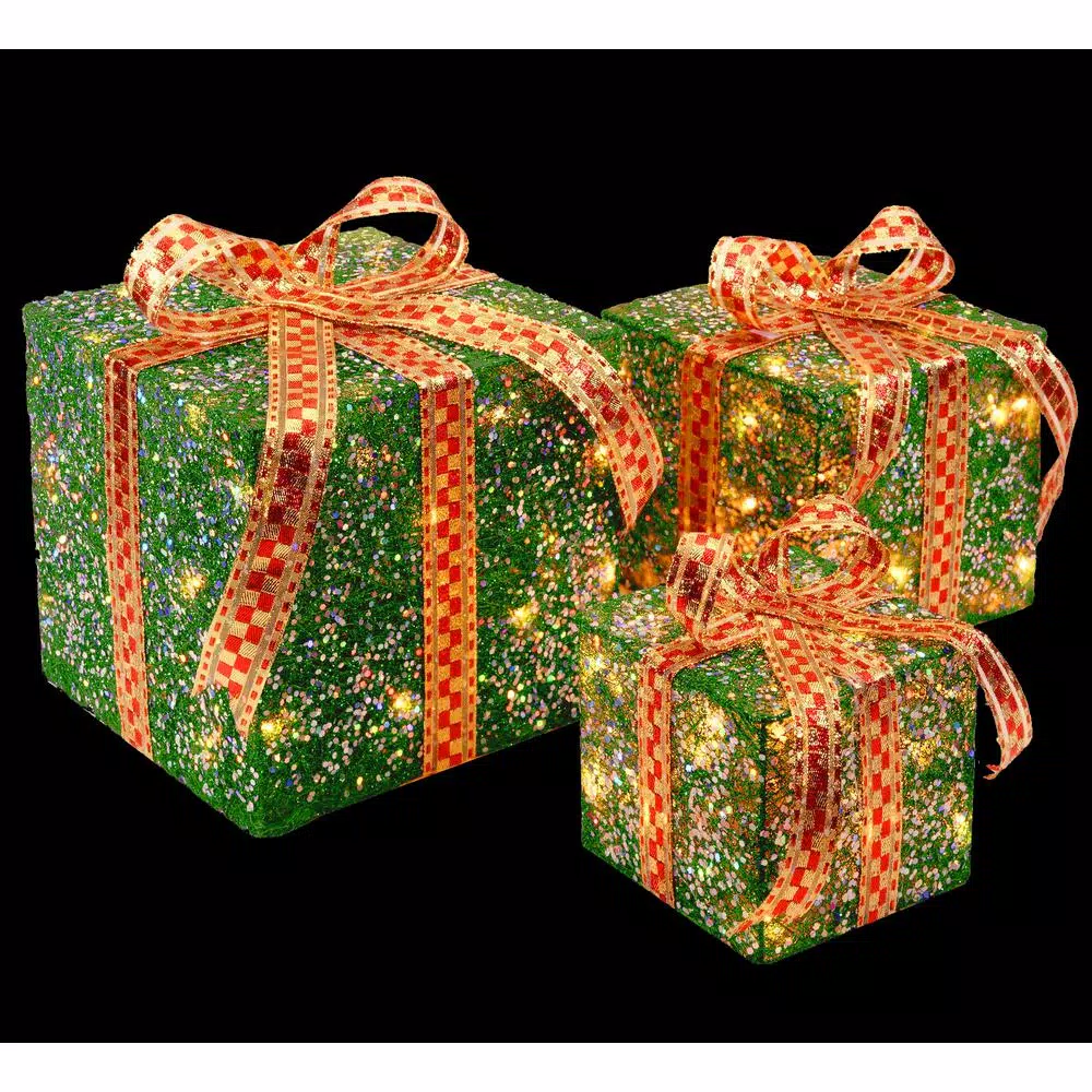 Outdoor Christmas Decorations National Tree Company Pre-Lit Green Sisal Gift Box Assortment 3 Outdoor Christmas Decorations National Tree Company Pre-Lit Green Sisal Gift Box Assortment