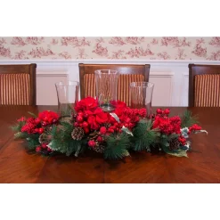 Indoor Christmas Decorations Nearly Natural 30 In. Holiday Hydrangea Candelabrum -Christmas Lights Sales nearly natural christmas candles holders 4659 4f 1000