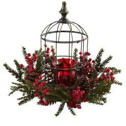 Indoor Christmas Decorations Nearly Natural Pine Berry Birdhouse Candelabrum