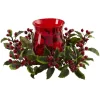 Indoor Christmas Decorations Nearly Natural 6.5 In. Holly Berry Candelabrum -Christmas Lights Sales nearly natural christmas candles holders 4818 64 1000