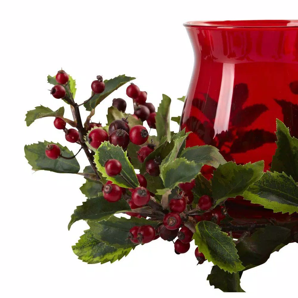 Indoor Christmas Decorations Nearly Natural 6.5 In. Holly Berry Candelabrum 4 Indoor Christmas Decorations Nearly Natural 6.5 In. Holly Berry Candelabrum - Image 2