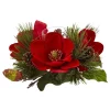 Indoor Christmas Decorations Nearly Natural 7 In. Red Magnolia And Pine Candelabrum -Christmas Lights Sales nearly natural christmas candles holders 4894 64 1000