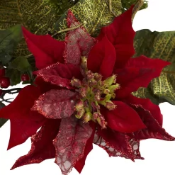 Indoor Christmas Decorations Nearly Natural Poinsettia Candelabrum Centerpiece -Christmas Lights Sales nearly natural christmas candles holders 4951 4f 1000